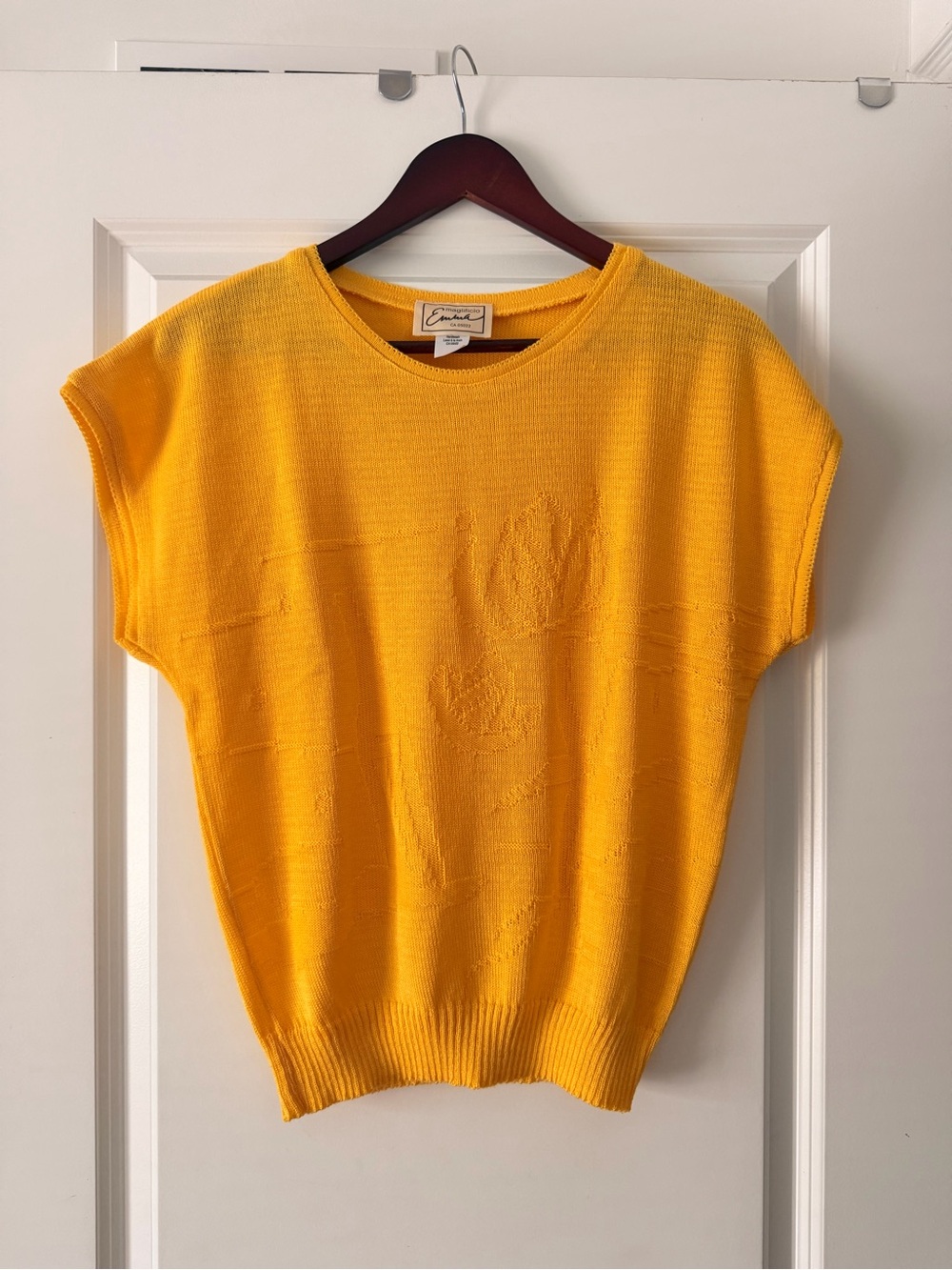 Vintage Yellow Short-Sleeve Knit Sweater - Made in Italy